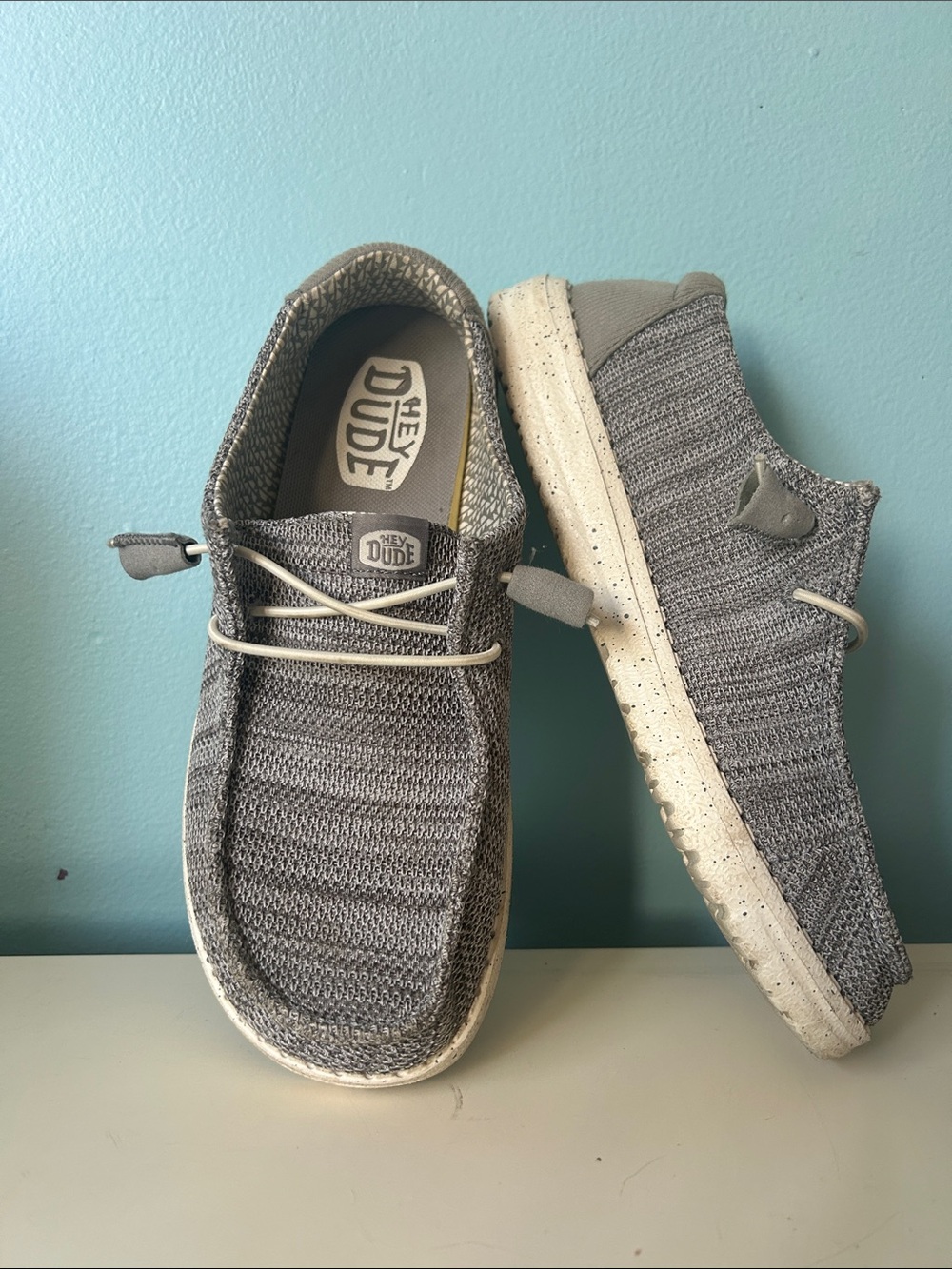 Hey Dude Grey Knit Slip-On Loafers for Men
